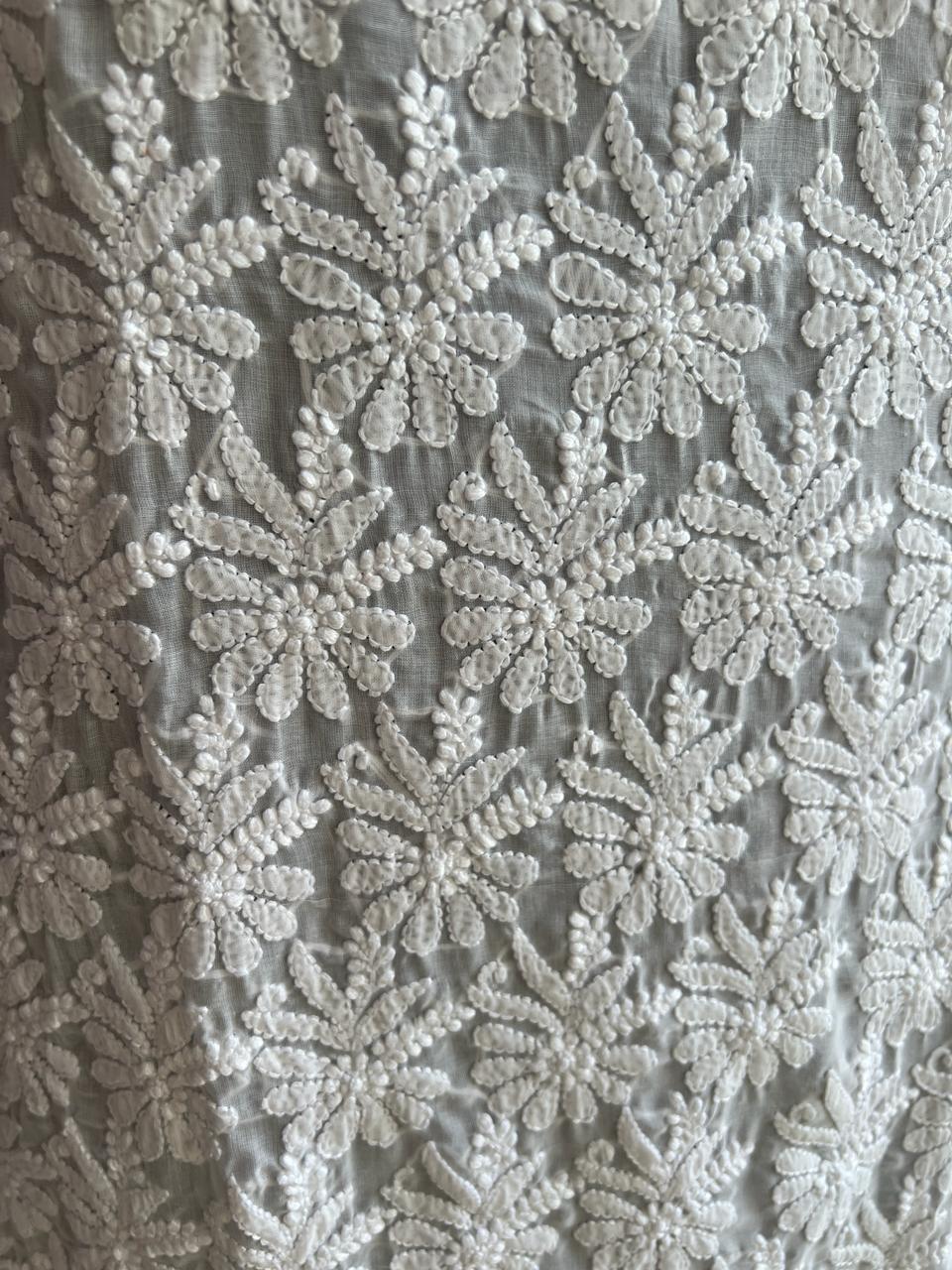 White Chikan Jaalwork Kurta