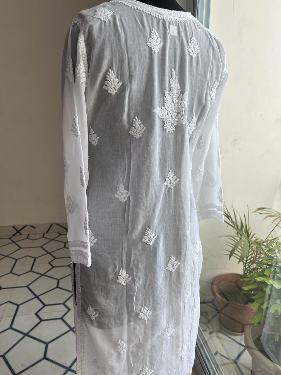 White Chikan Jaalwork Kurta