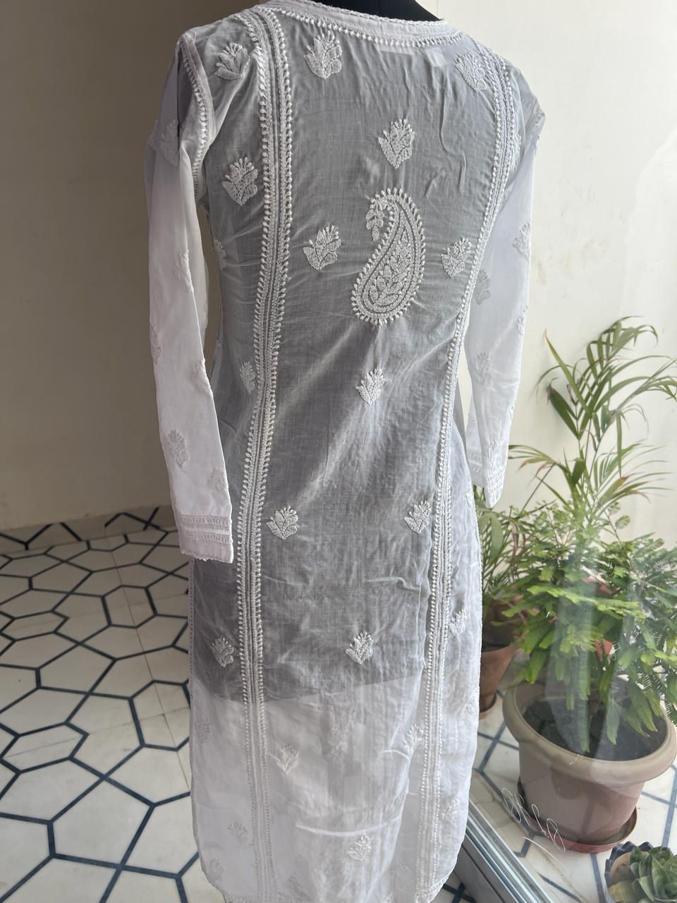 White Cotton Jaalwork Kurta