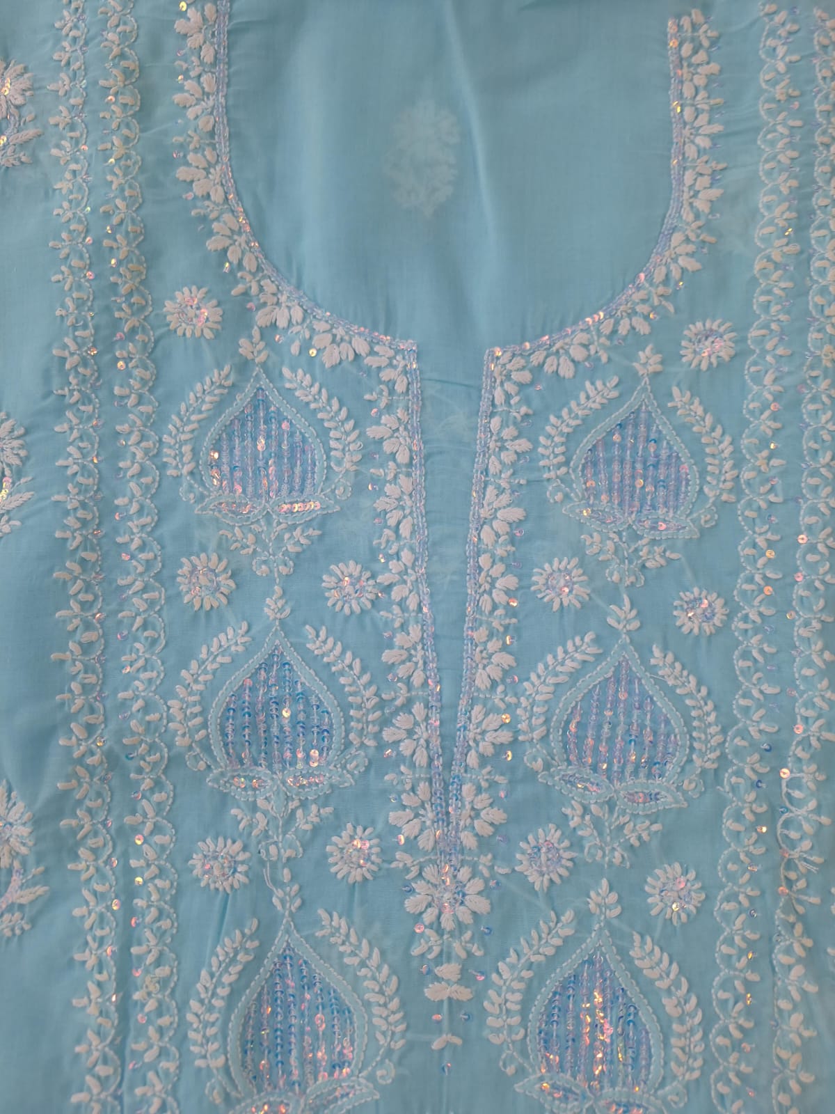 Blue Kurta fabric with Sequins