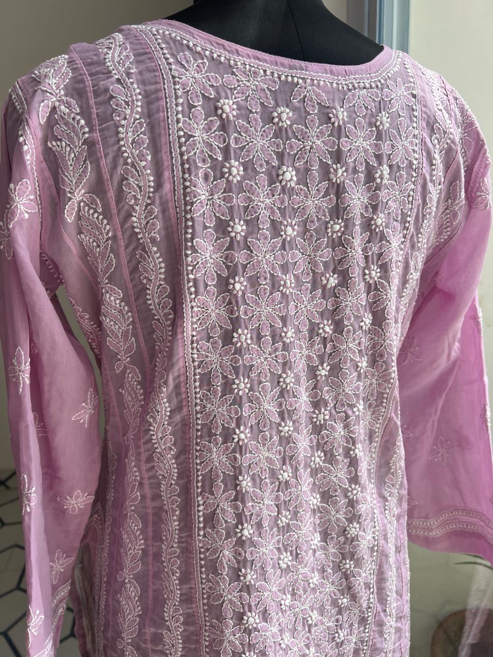 Lilac A line Full Embroidered Kurta
