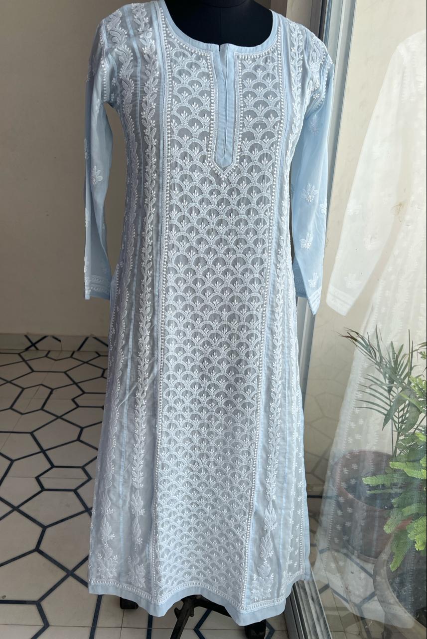 Cotton A line Full Embroidered Kurti