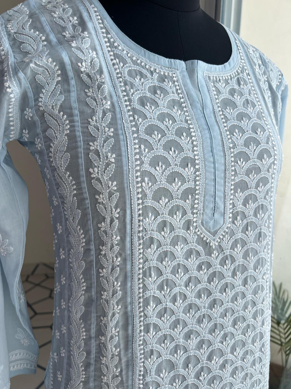 Cotton A line Full Embroidered Kurti