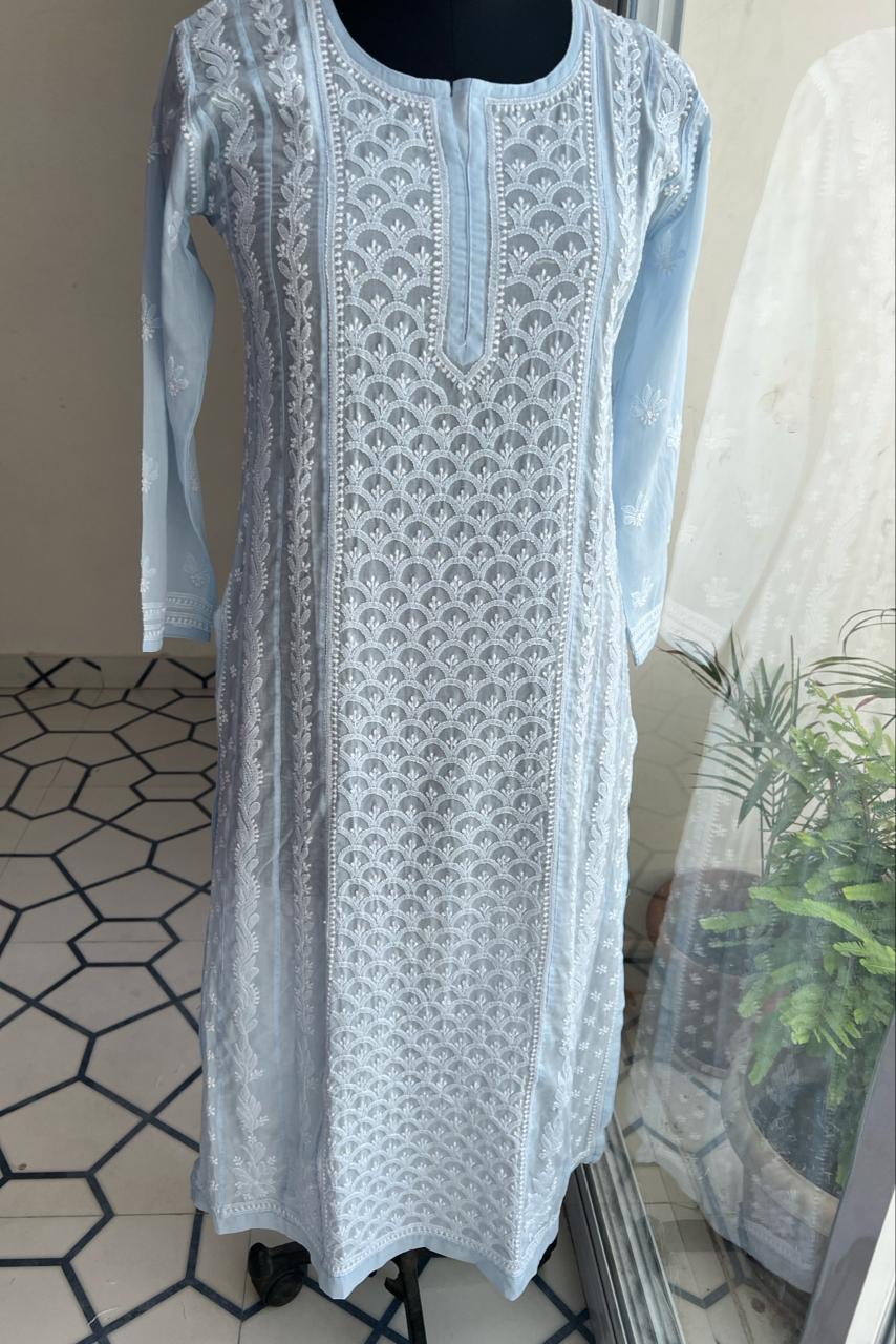 Cotton A line Full Embroidered Kurti