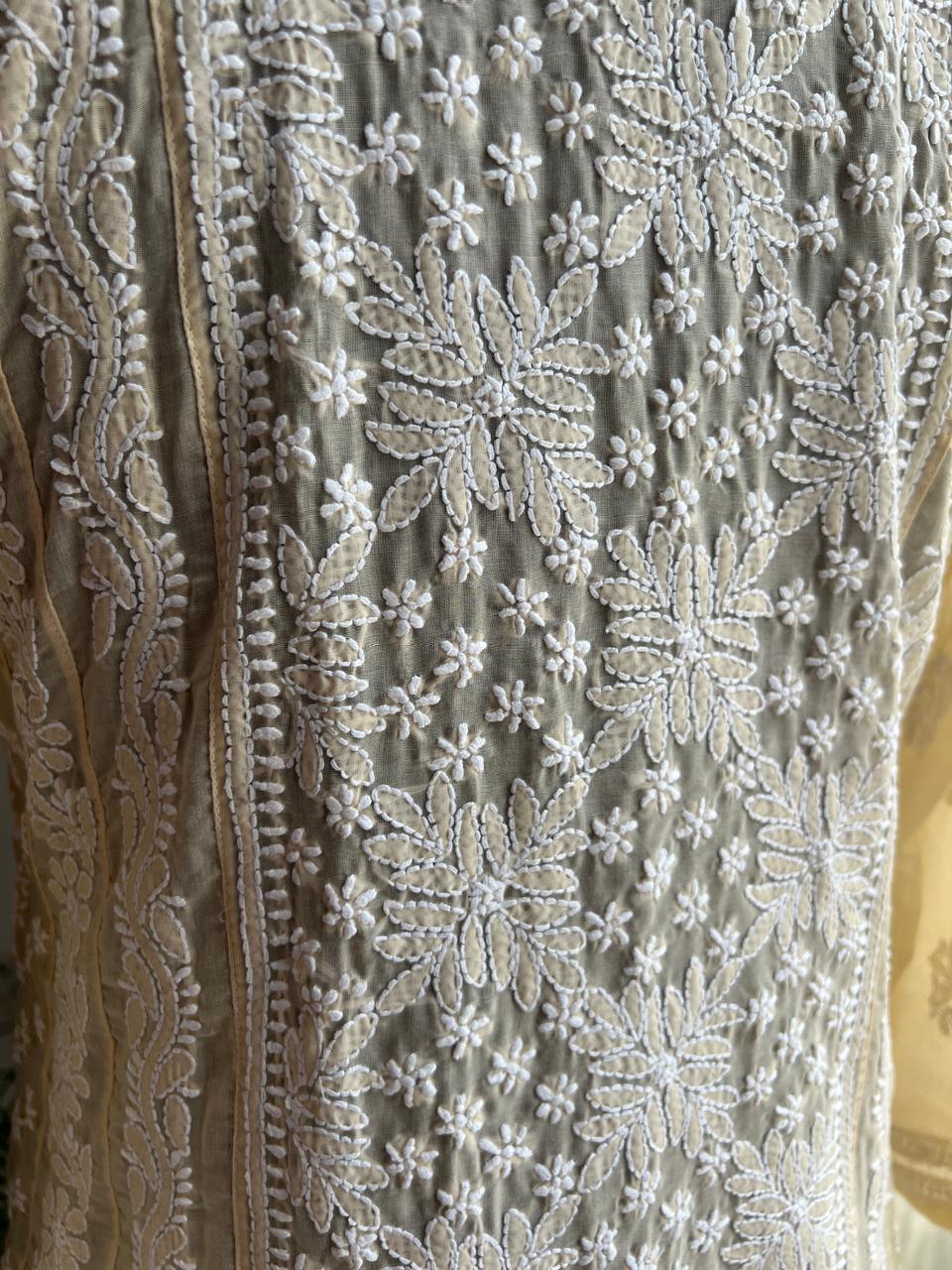 Beige Cotton A line anarkali