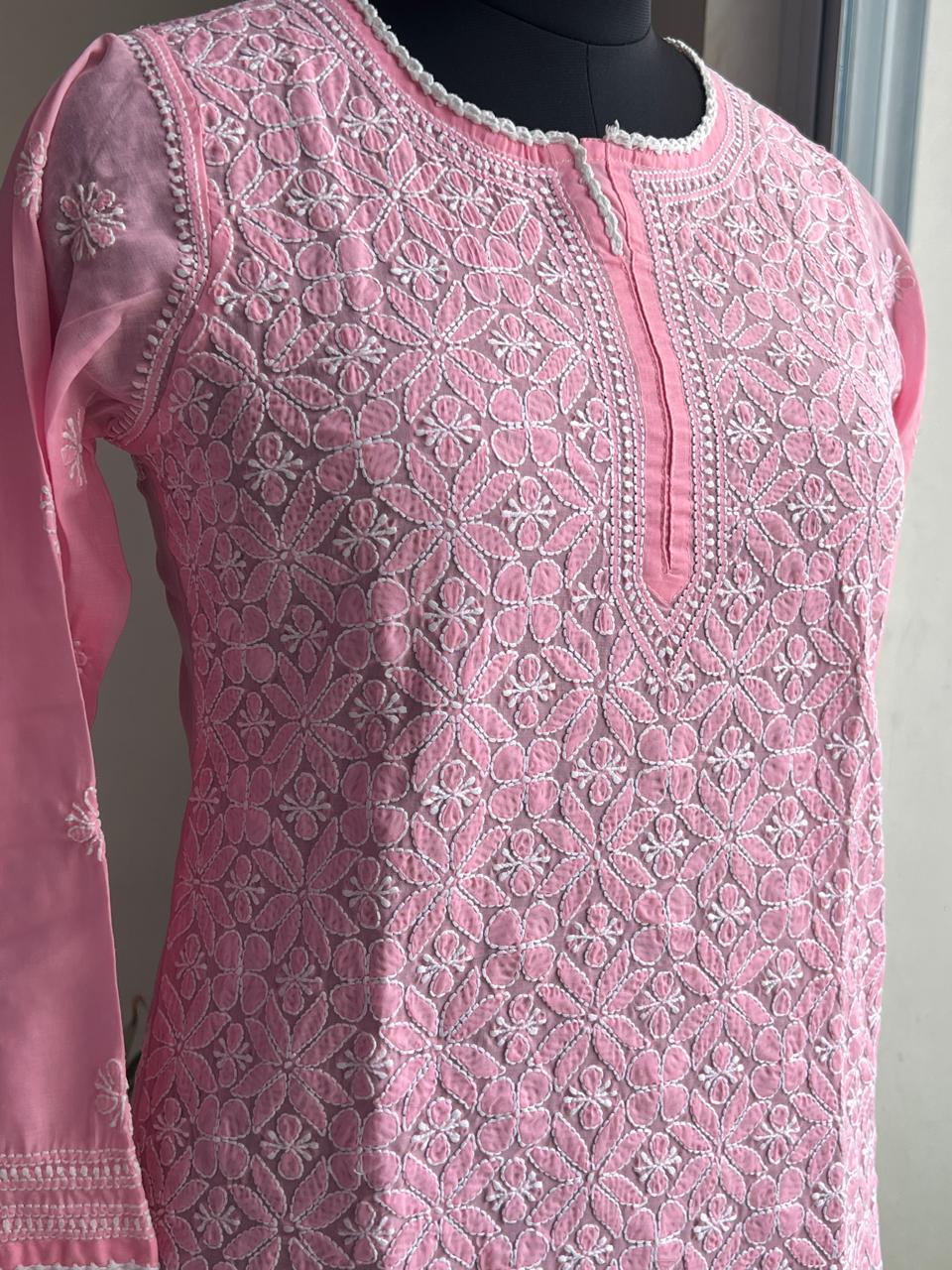 Candy Pink Jaalwork Top