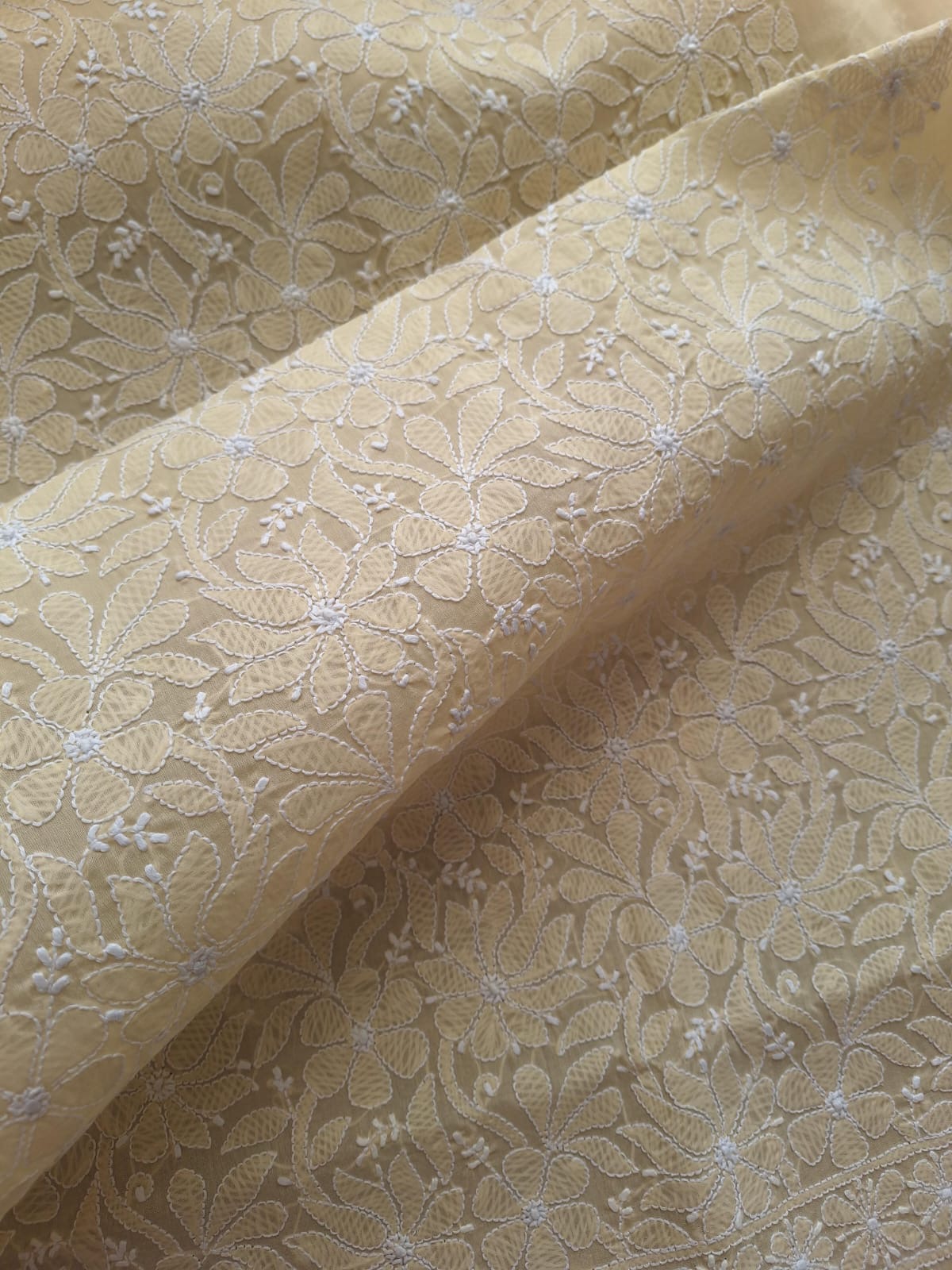 Beige Kurta Fabric with Jaalwork