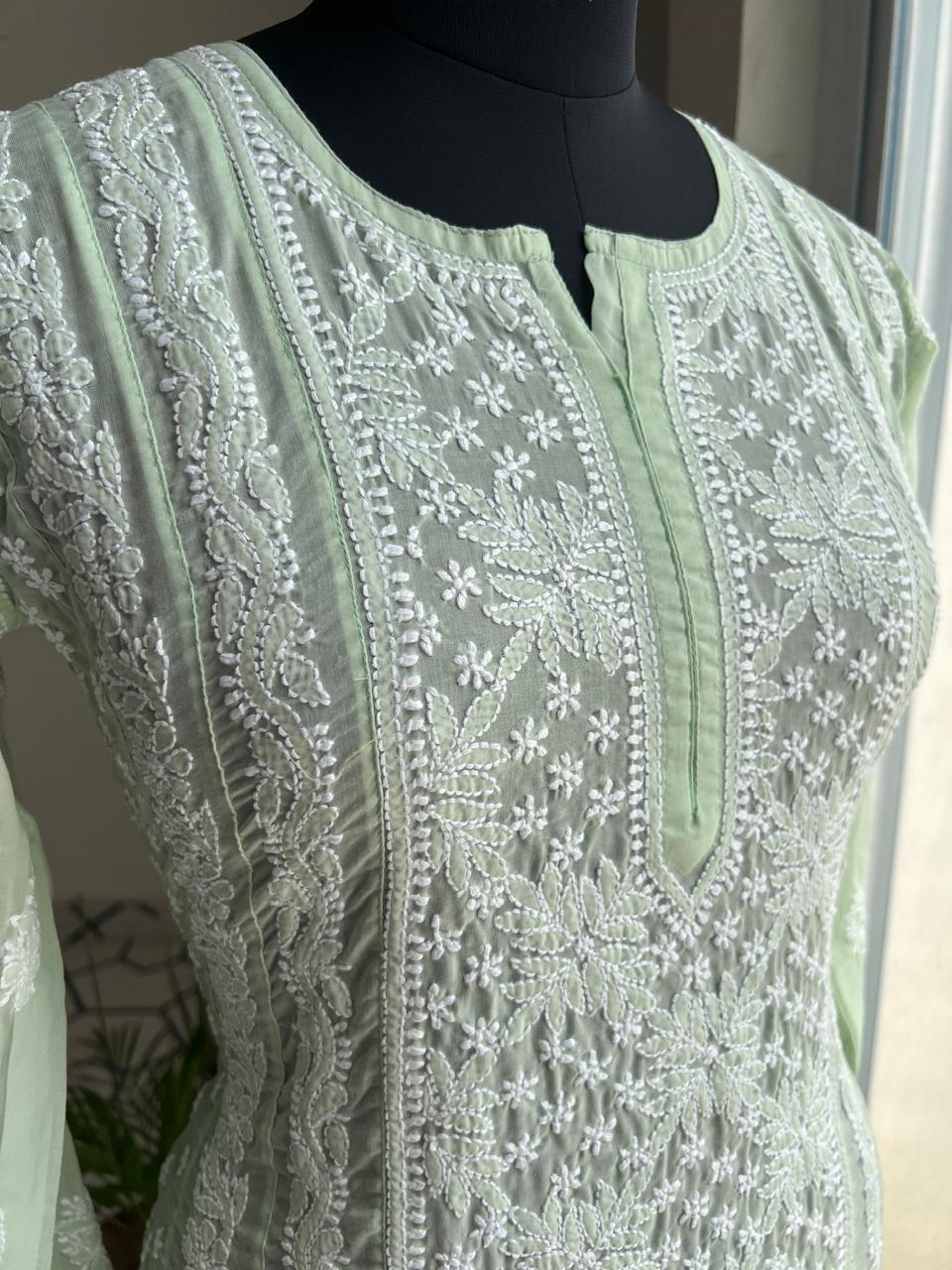 Sage Green Cotton Anarkali