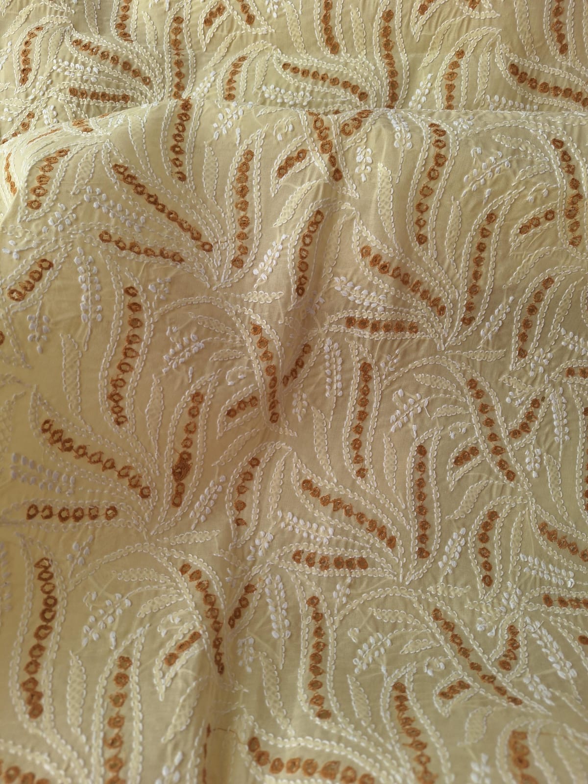Beige Cotton Full set with Fine work