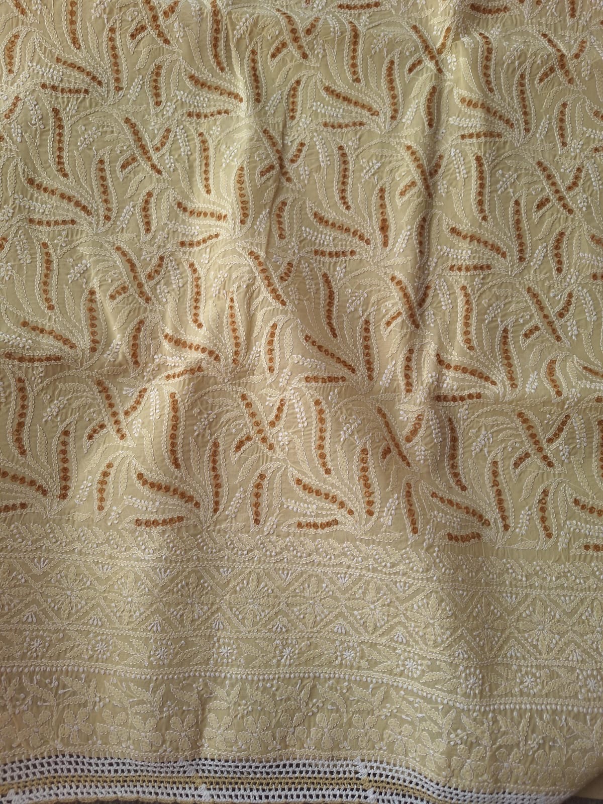 Beige Cotton Full set with Fine work