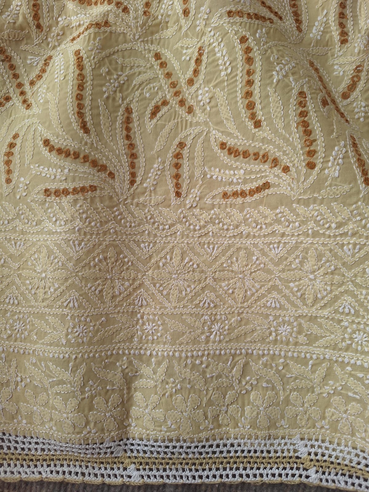 Beige Cotton Full set with Fine work