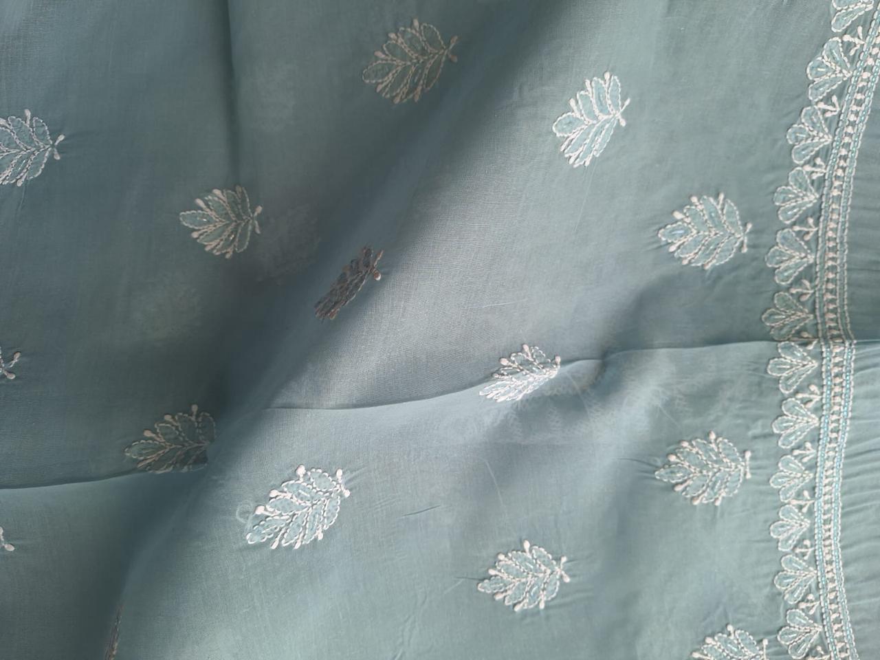 Grey Cotton Kurta with Pearl Cutdana