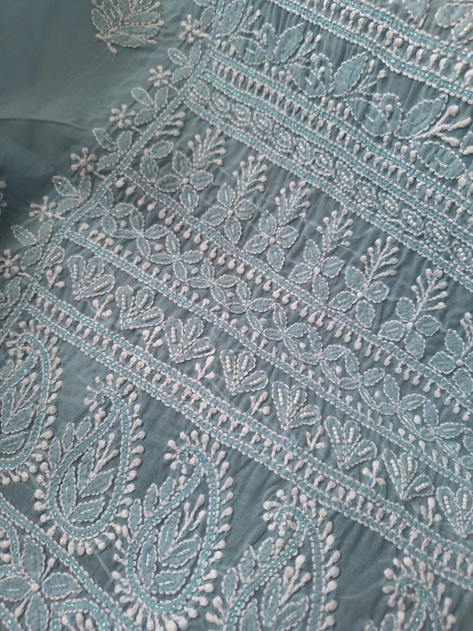 Grey Cotton Kurta with Pearl Cutdana