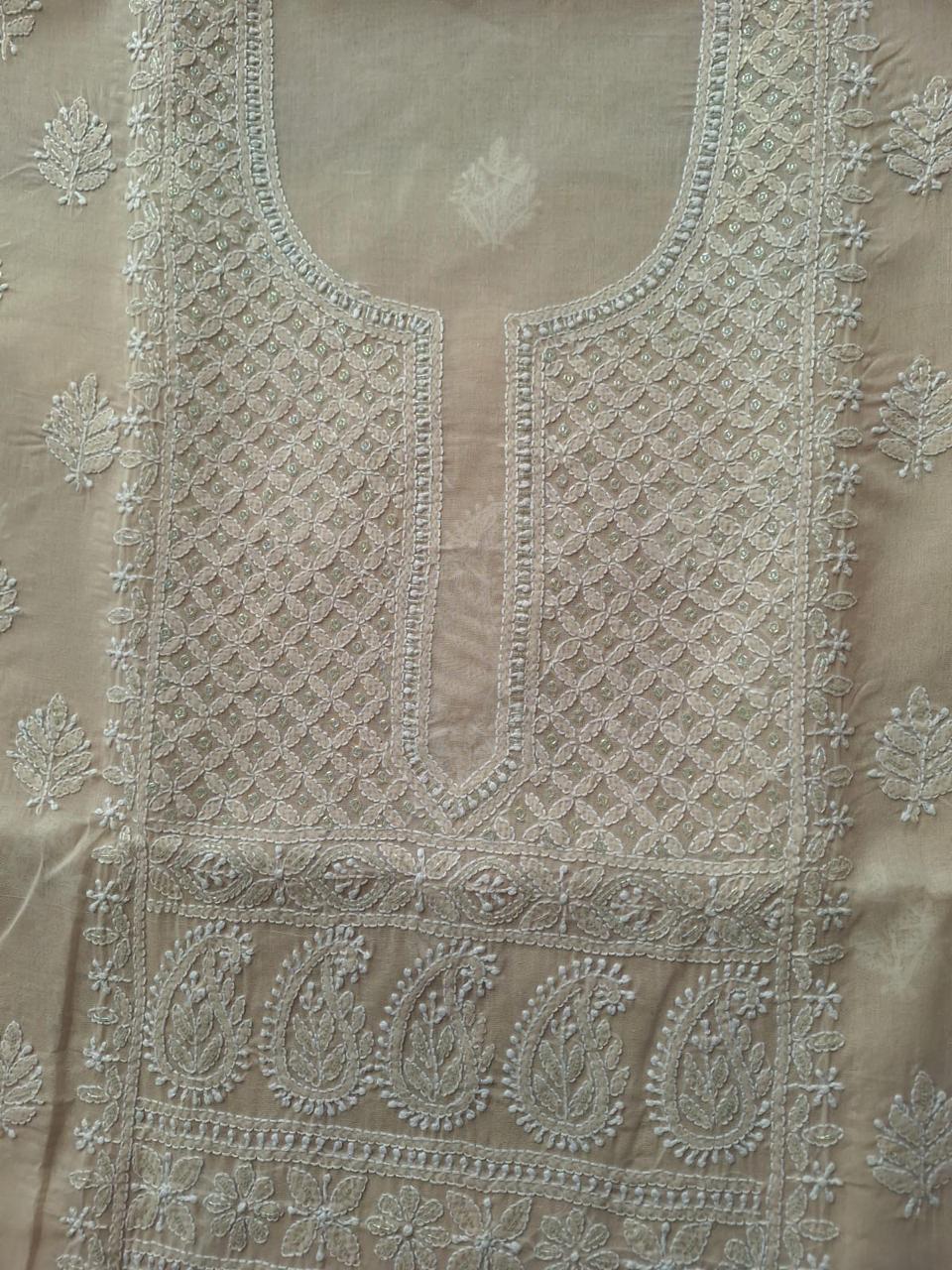 Beige Kurta fabric with Add on
