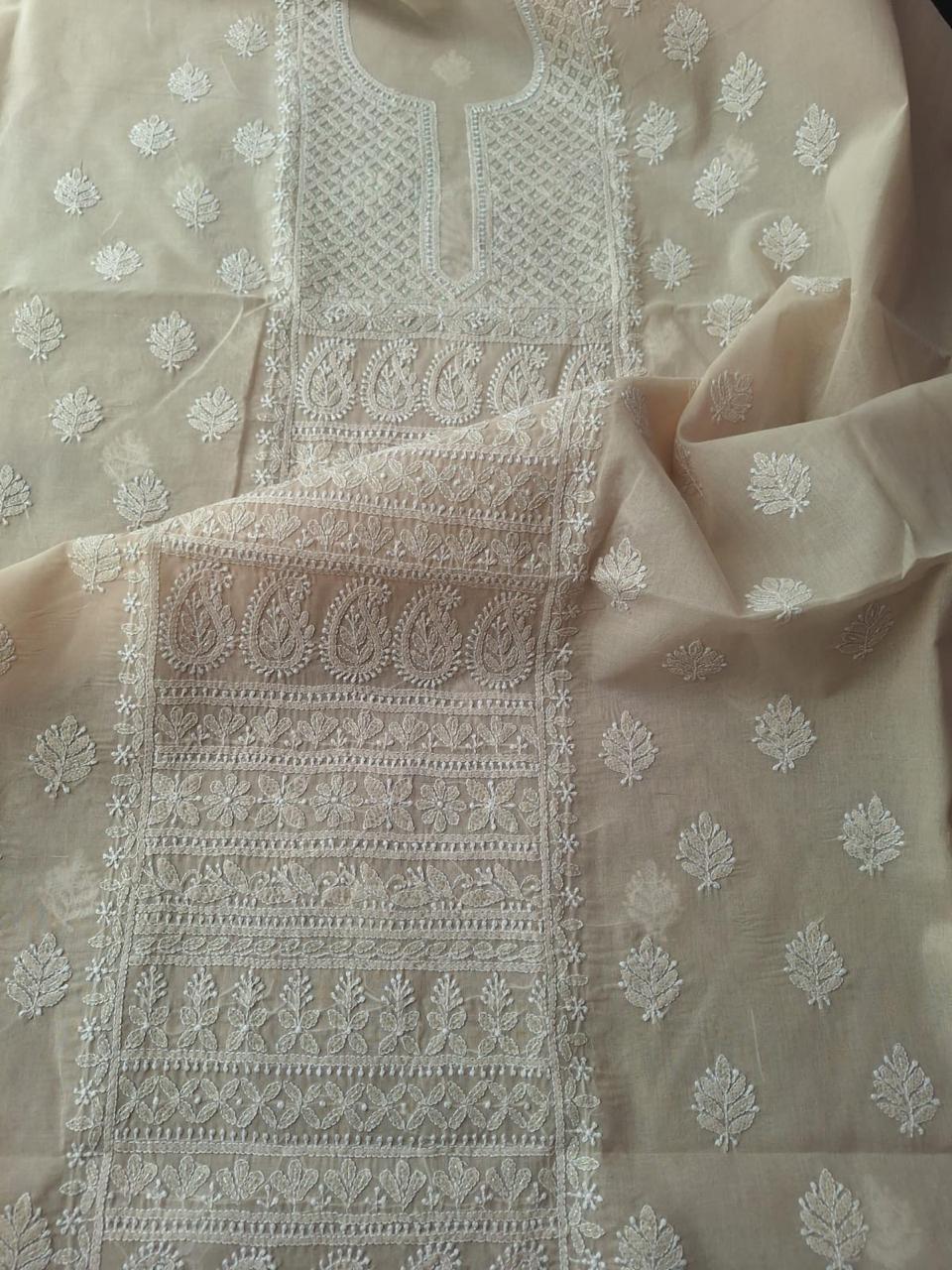 Beige Kurta fabric with Add on