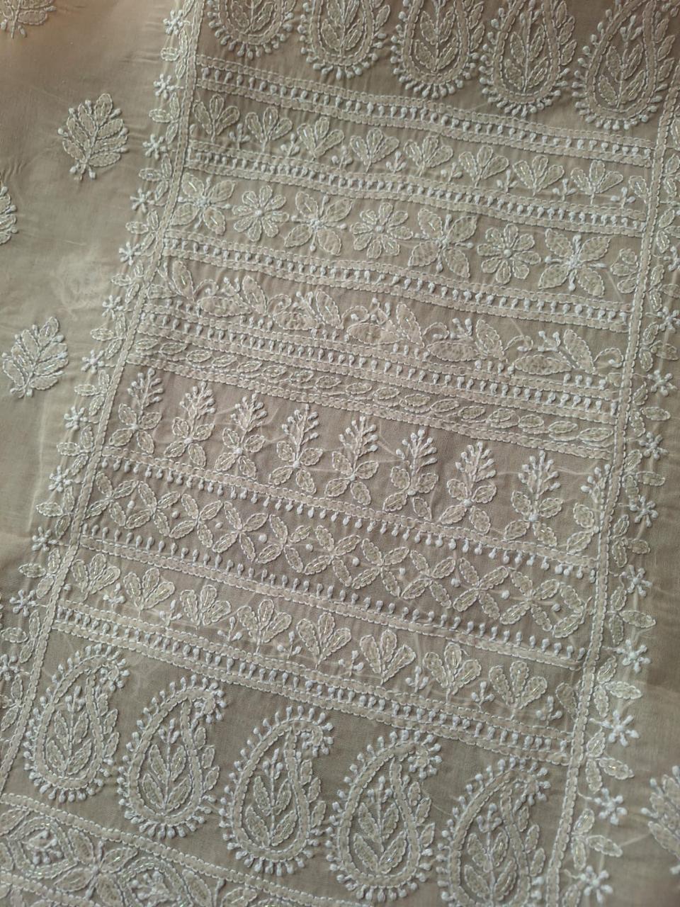 Beige Kurta fabric with Add on