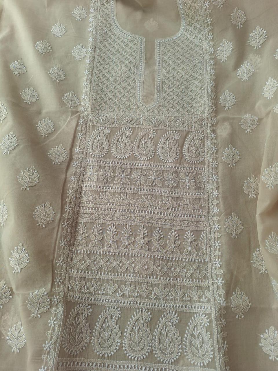 Beige Kurta fabric with Add on