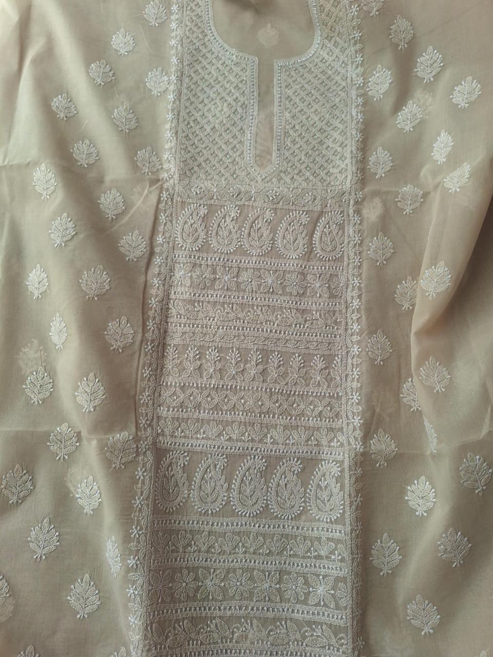 Beige Kurta fabric with Add on
