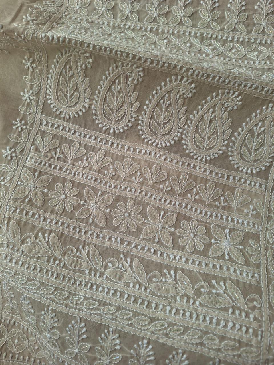 Beige Kurta fabric with Add on