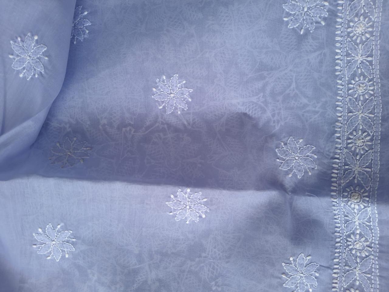 Lavender Cotton Floral Chikanakri Jaalwork Kurta