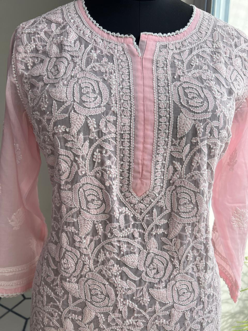 Pink Rose Jaal kurti