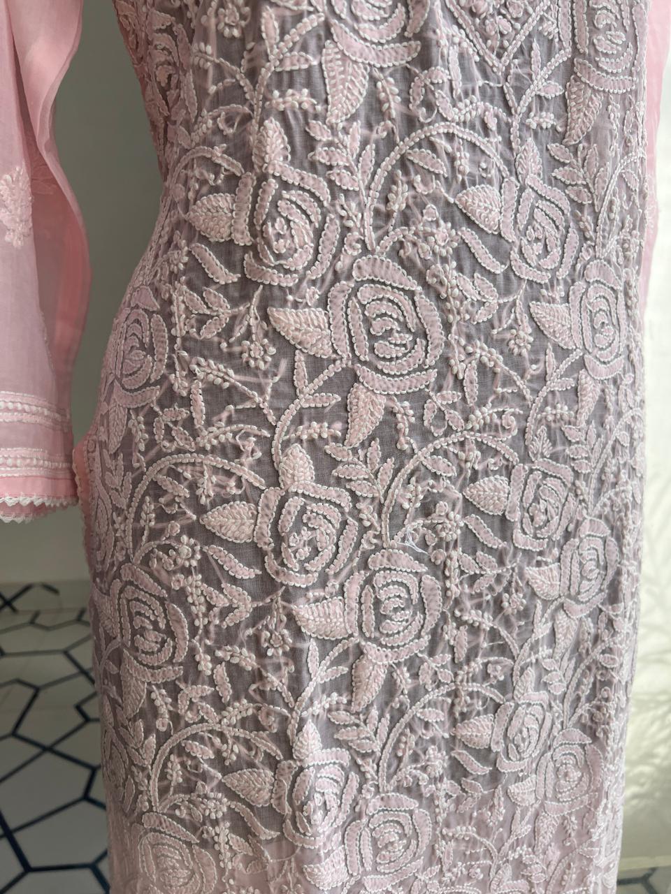 Pink Rose Jaal kurti