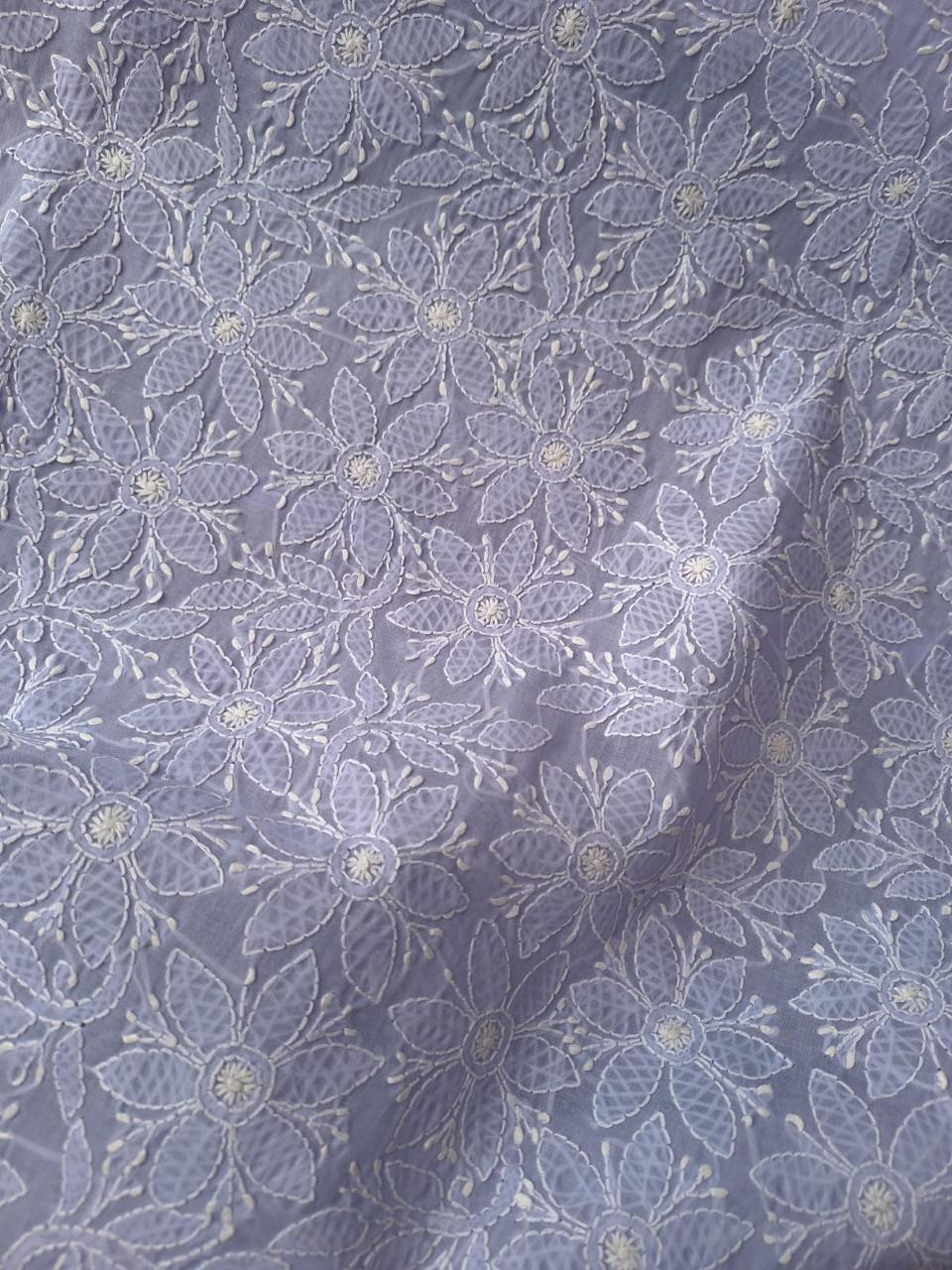 Lavender Cotton Floral Chikanakri Jaalwork Kurta