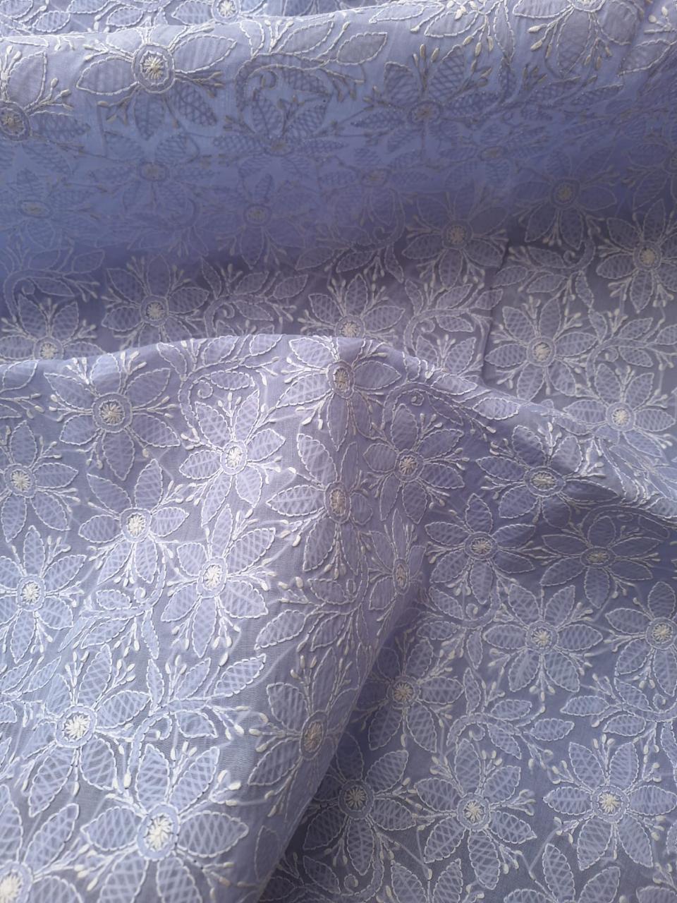 Lavender Cotton Floral Chikanakri Jaalwork Kurta