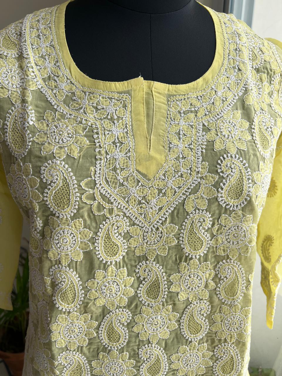 Lemon Yellow Kurta with Jaaliwork