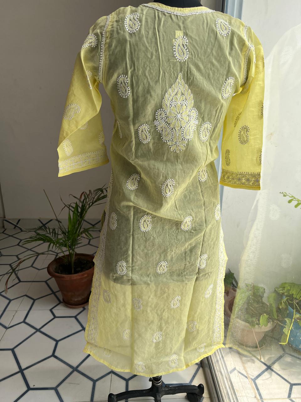 Lemon Yellow Kurta with Jaaliwork