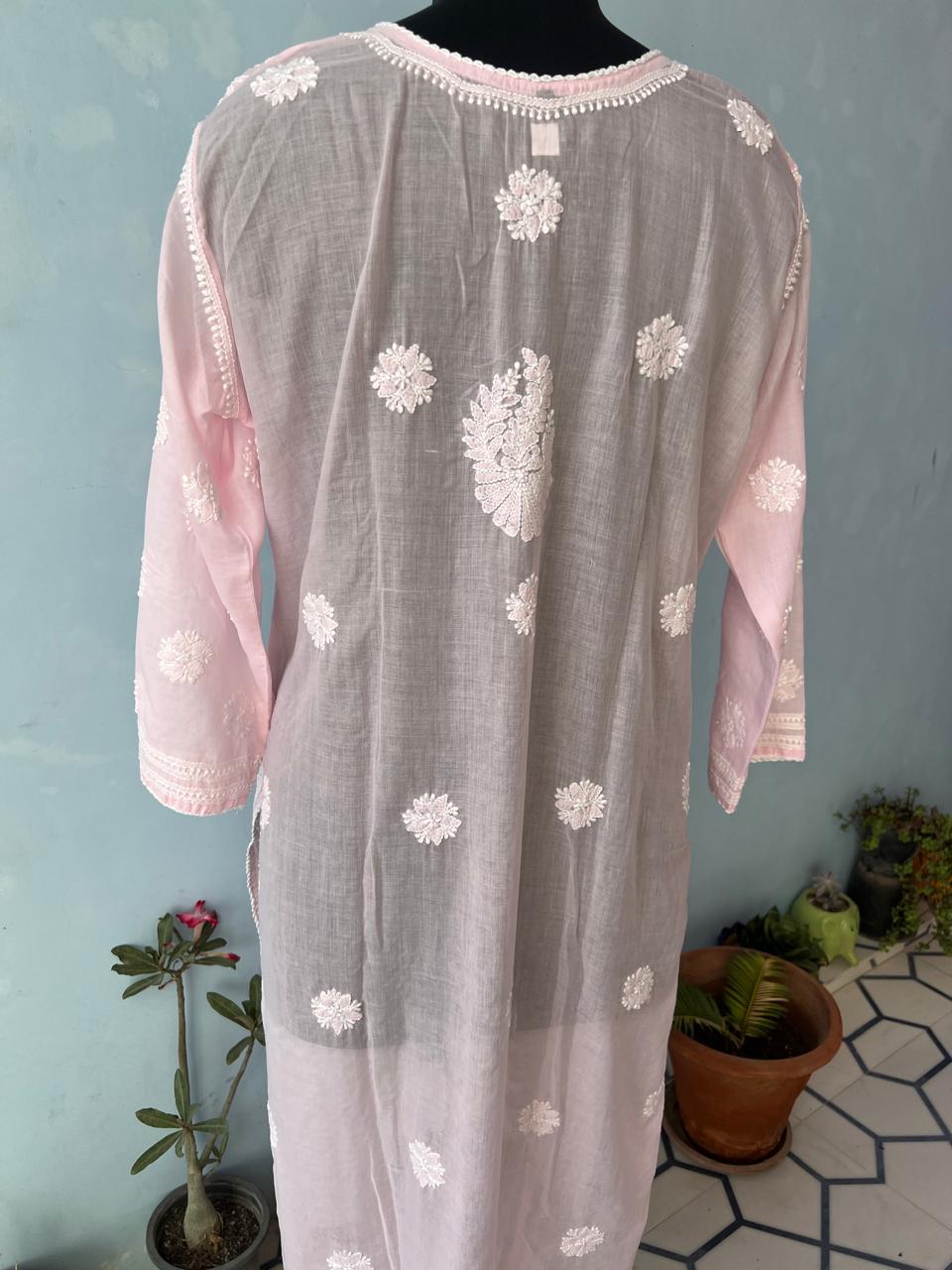 Pink Cotton Handwork kurti