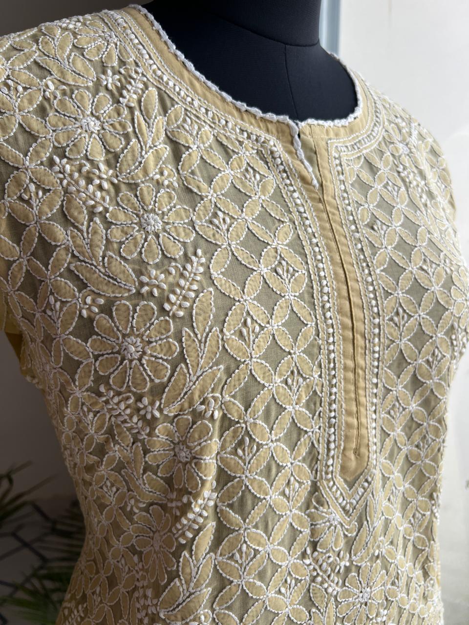 Earthy Brown Color hand embroidered Kurti