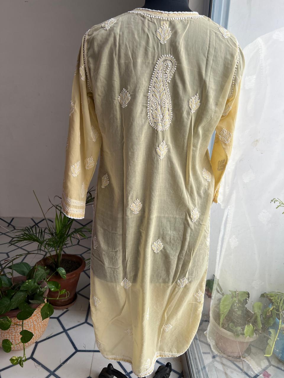 Earthy Brown Color hand embroidered Kurti