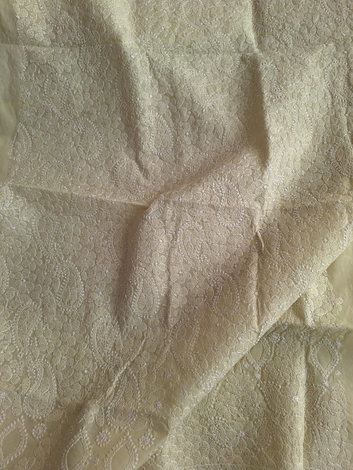 Beige Hand embroidered Kurta fabric