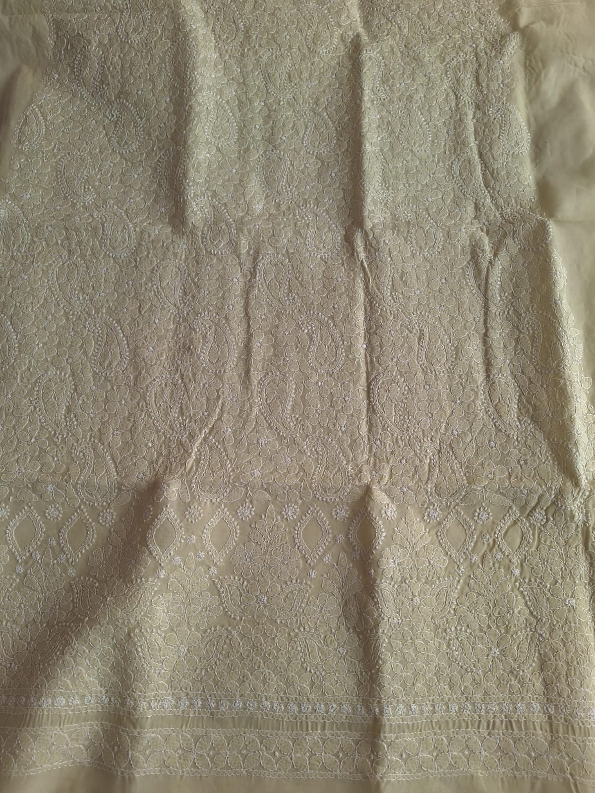 Beige Hand embroidered Kurta fabric