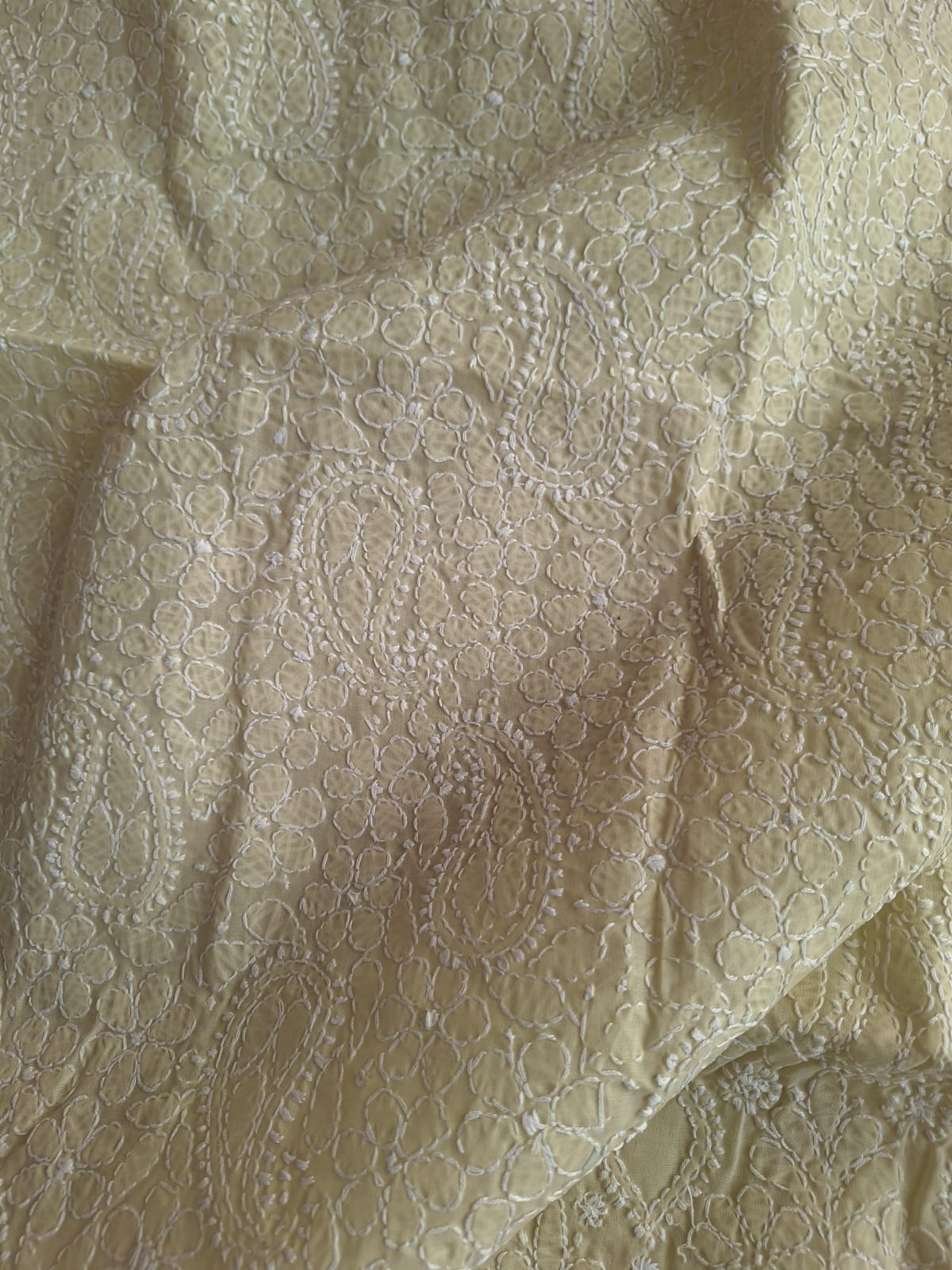 Beige Hand embroidered Kurta fabric