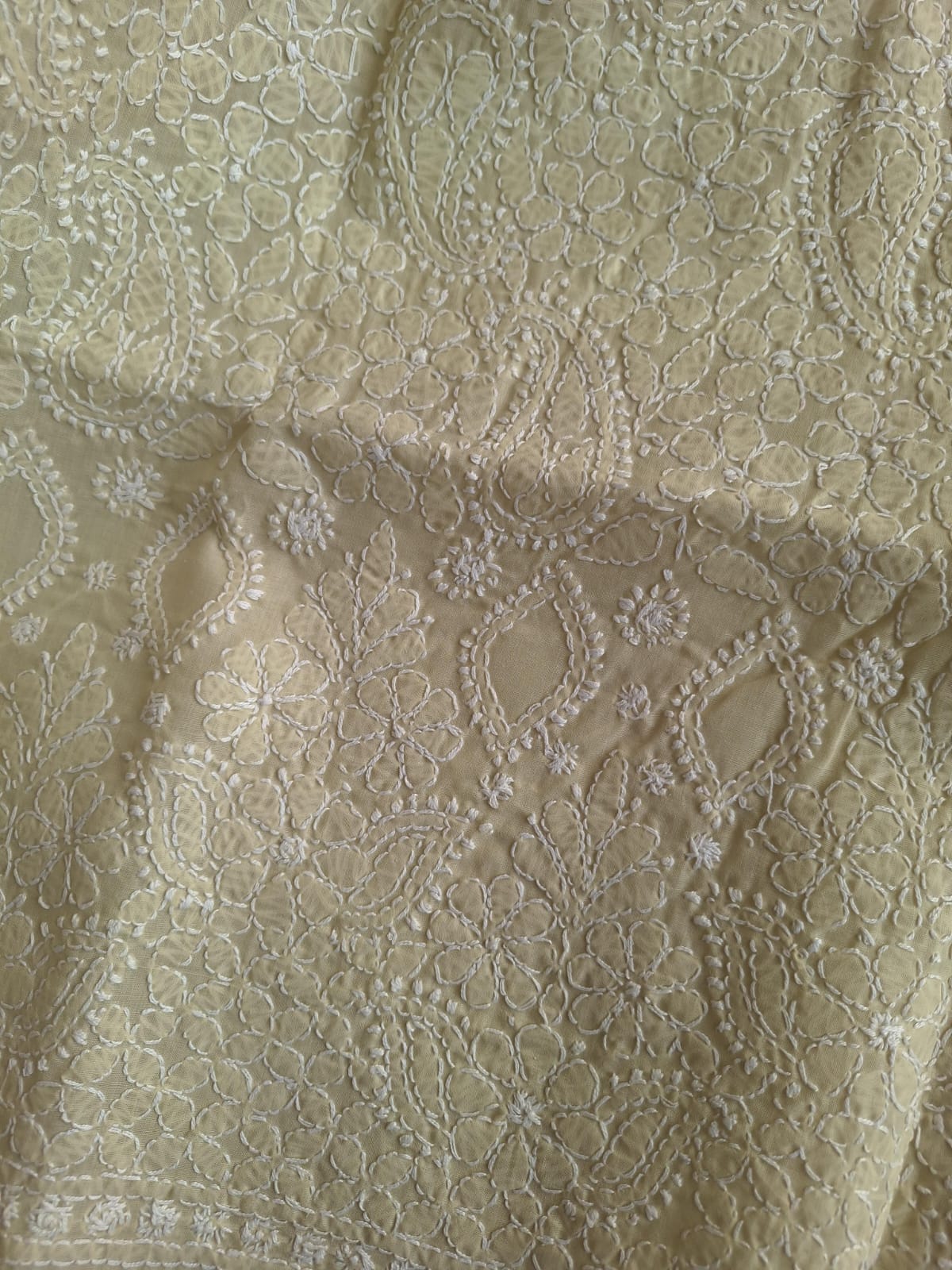 Beige Hand embroidered Kurta fabric