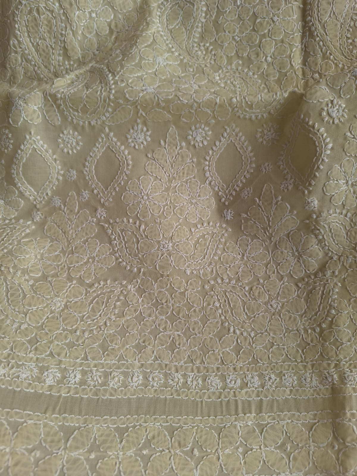 Beige Hand embroidered Kurta fabric