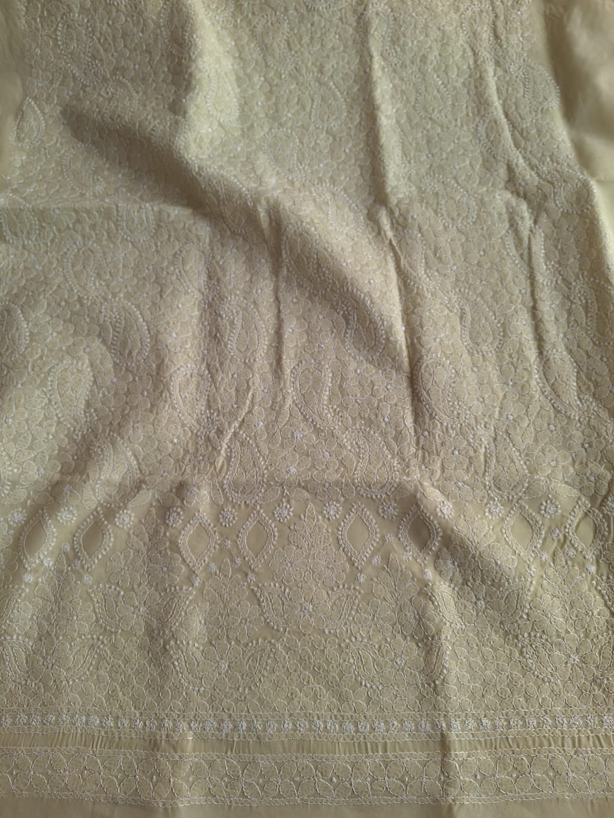 Beige Hand embroidered Kurta fabric