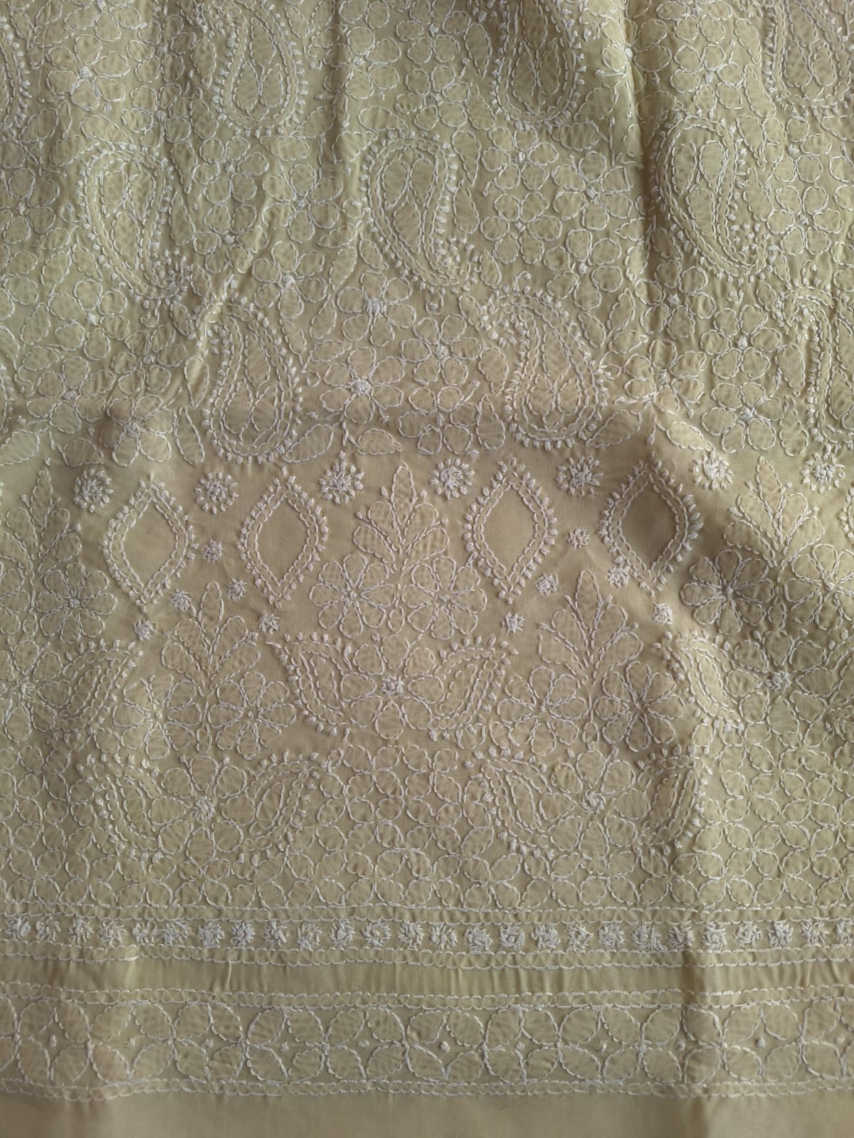 Beige Hand embroidered Kurta fabric