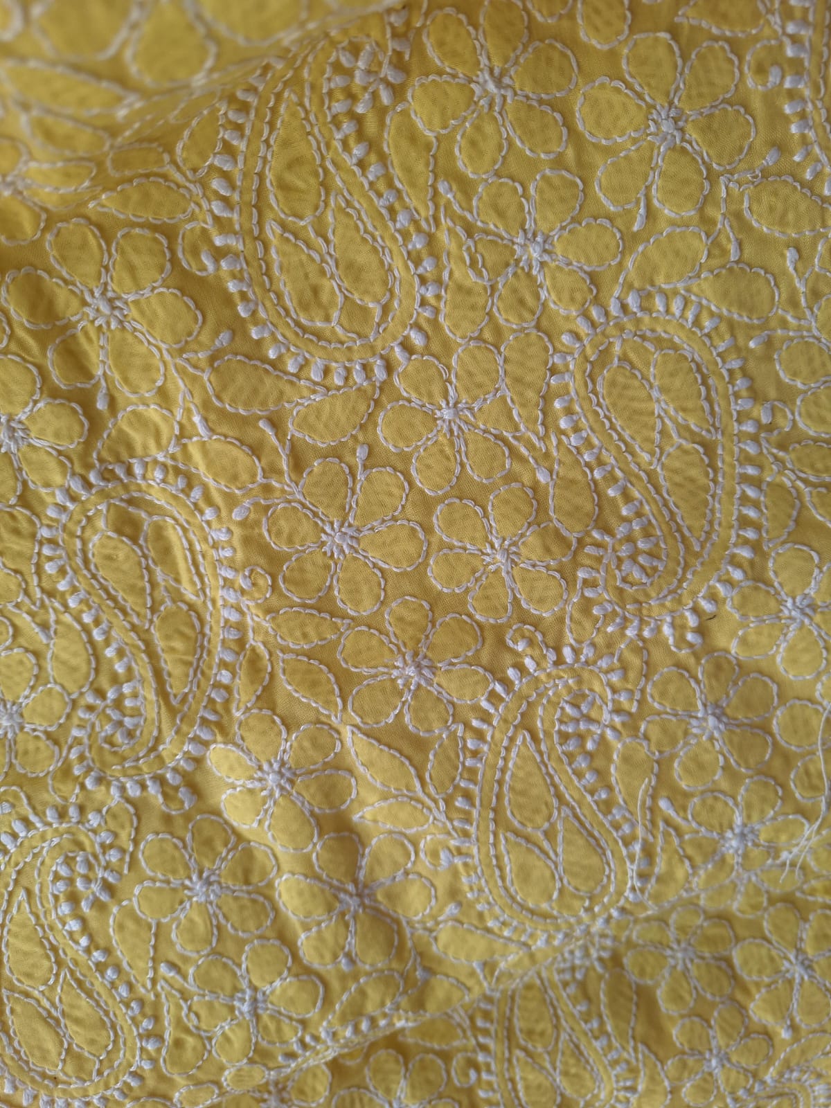 Yellow cotton Hand embroidered Kurta