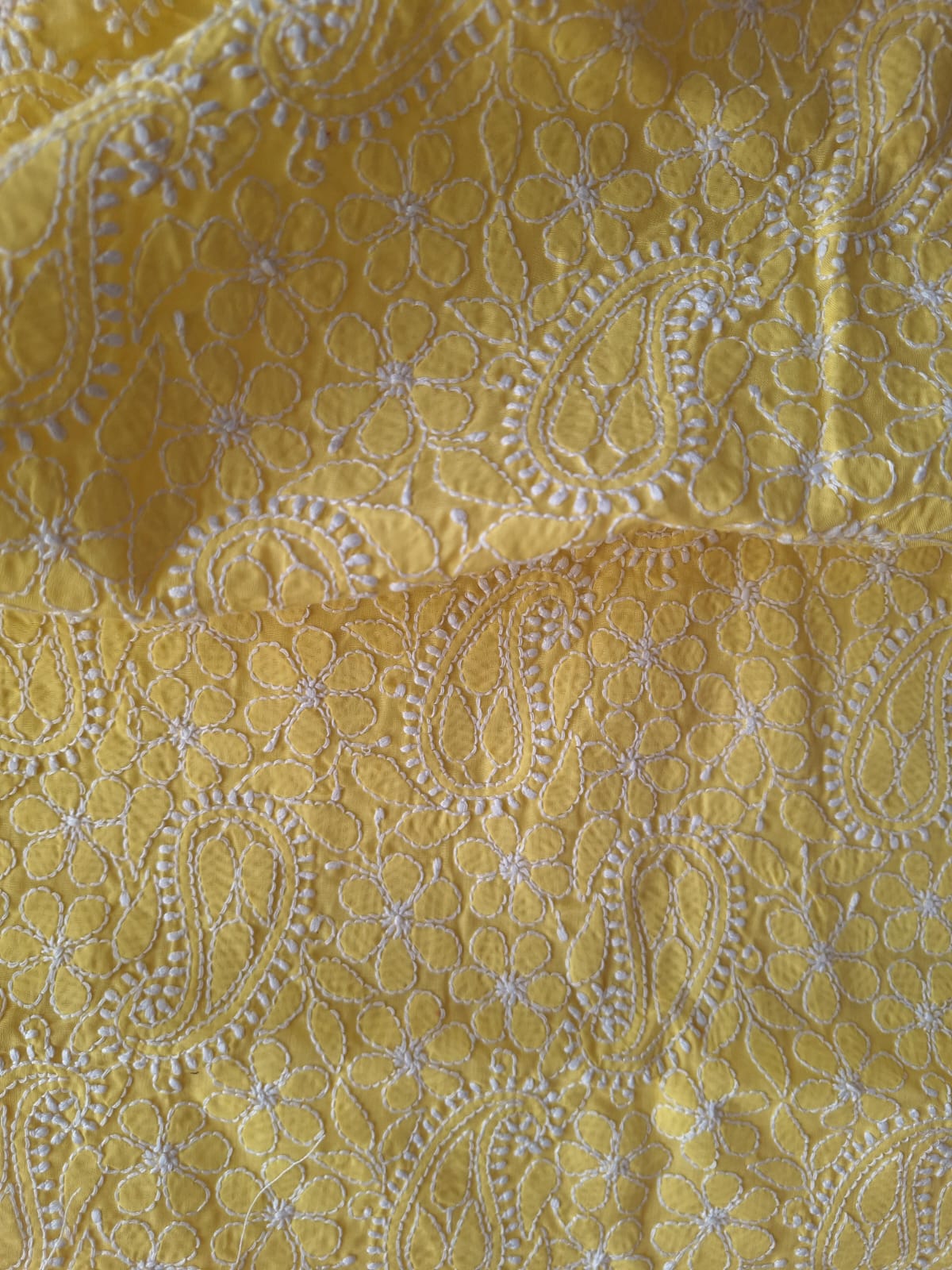 Yellow cotton Hand embroidered Kurta