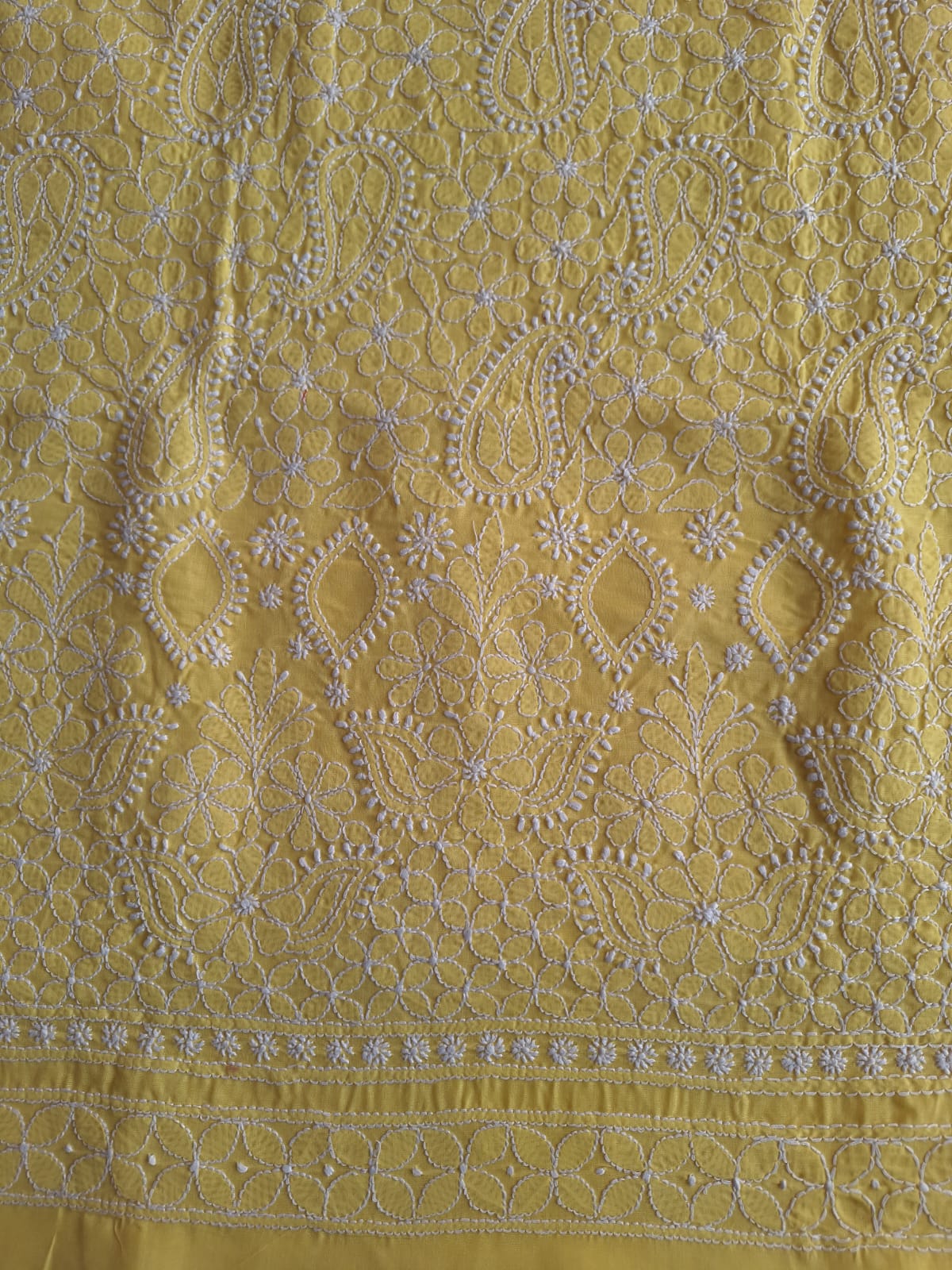 Yellow cotton Hand embroidered Kurta