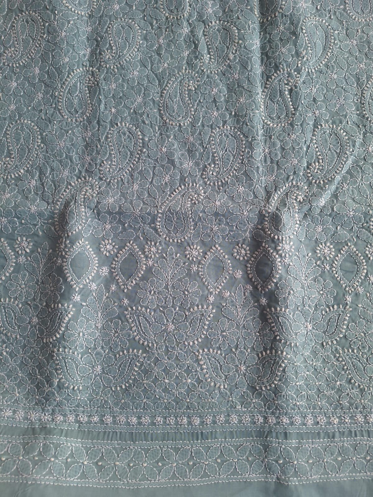 Grey Cotton Hand embroidered kurta