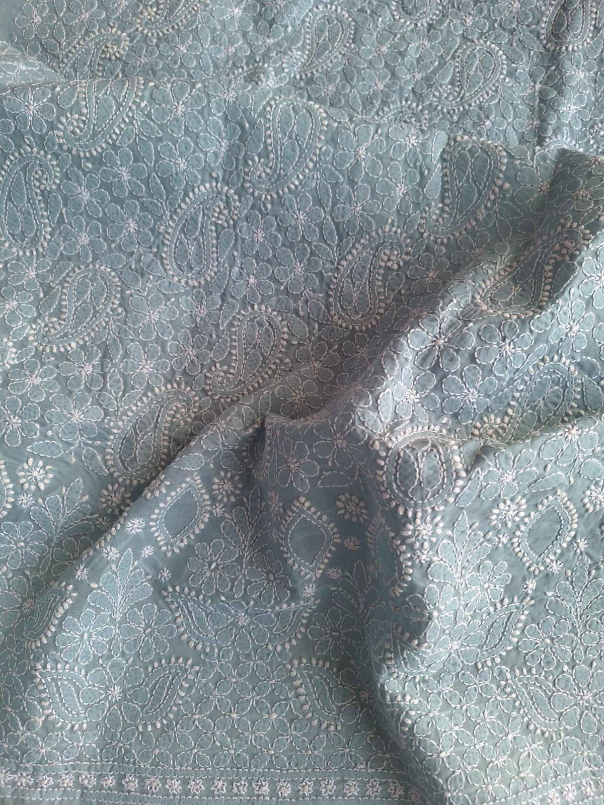 Grey Cotton Hand embroidered kurta