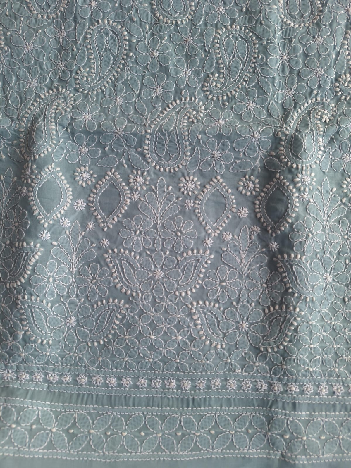 Grey Cotton Hand embroidered kurta