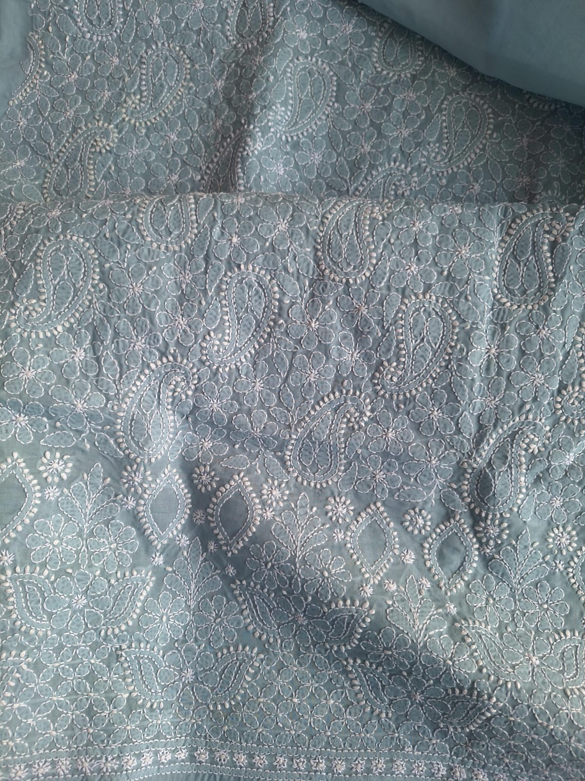 Grey Cotton Hand embroidered kurta