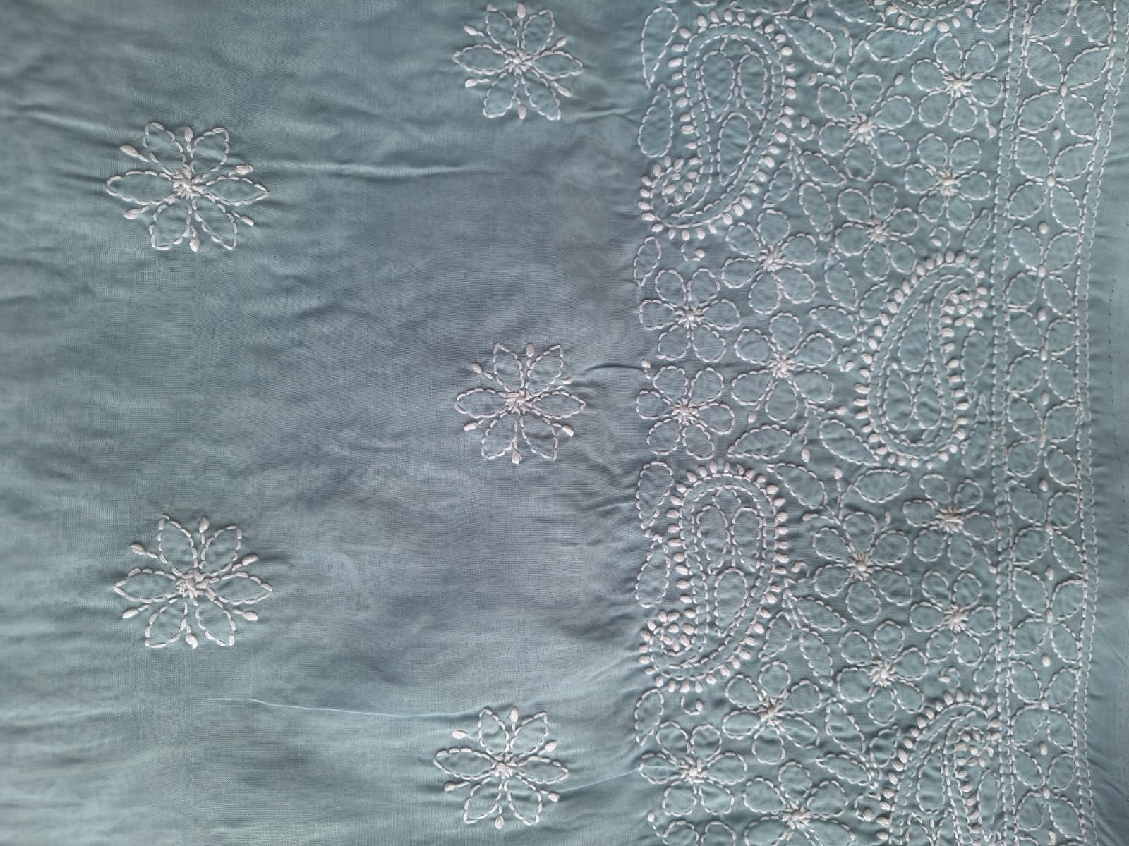 Grey Cotton Hand embroidered kurta