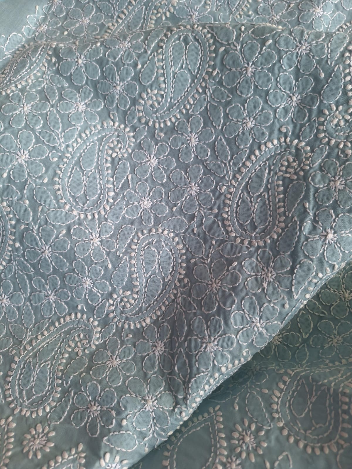 Grey Cotton Hand embroidered kurta