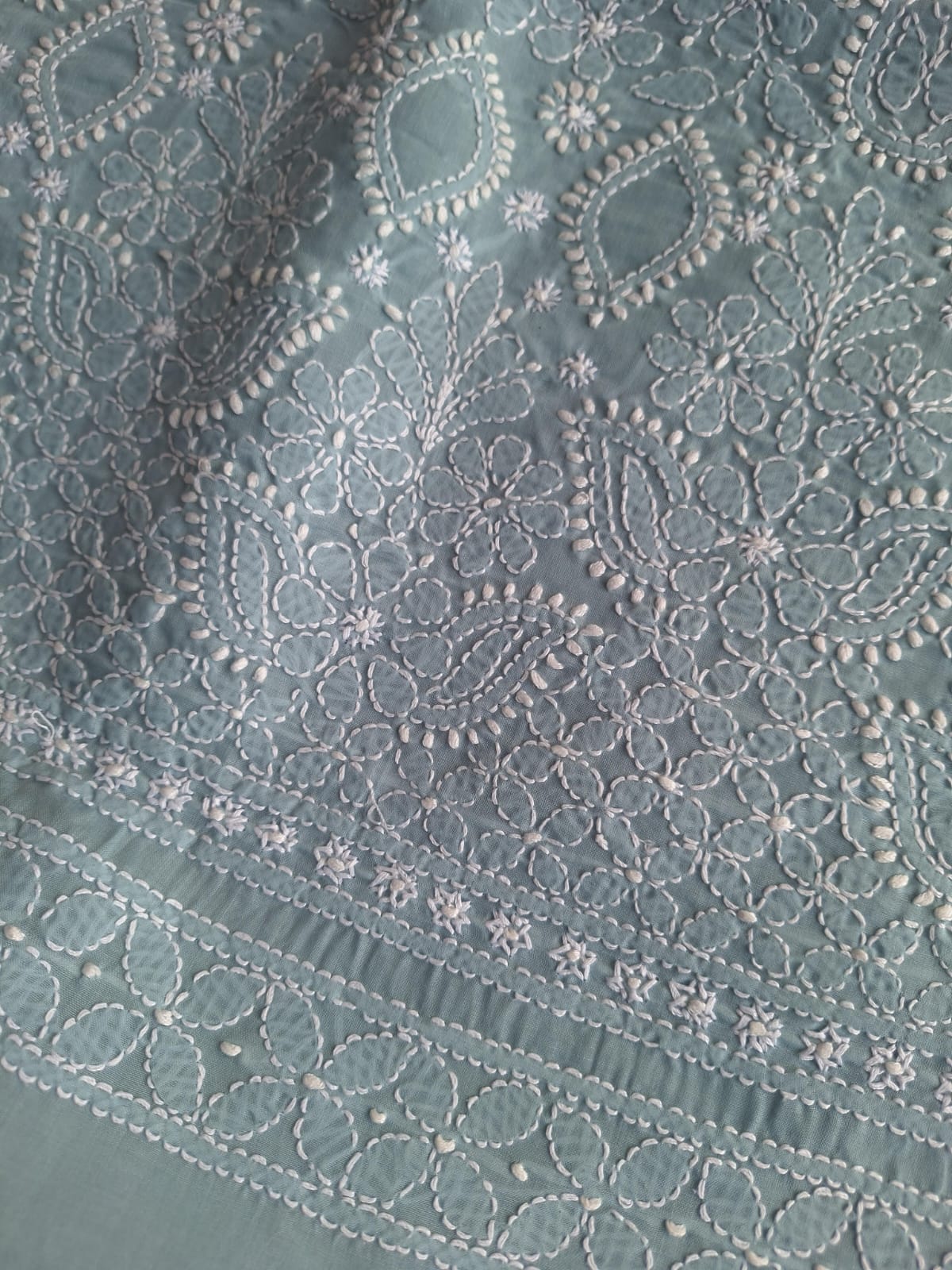 Grey Cotton Hand embroidered kurta